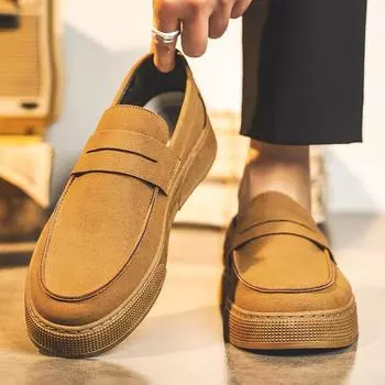 Мужские туфли из вулканизированной кожи, массивные спортивные туфли без застежек, весенне-осенние мокасины, дышащие кроссовки для работы, дешевые, распродажа 41