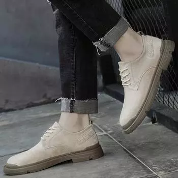 Мужские туфли из замши, повседневные, из натуральной кожи, мужские, ручной работы, удобные, модные, без застежек, на плоской подошве, универсальные, мужские, оксфорды 37 хаки