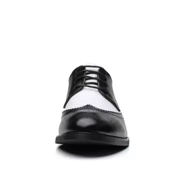 Мужские туфли Элегантные черные белые кожаные туфли Мужские оксфорды Модные британские дизайнерские мужские свадебные туфли для торжественных случаев 6