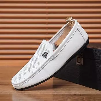 Мужские туфли летние черные полые из микрофибры кожаные дышащие мужские повседневные кожаные туфли для вождения с одной педалью на мягкой подошве Doudou tide shoes 39