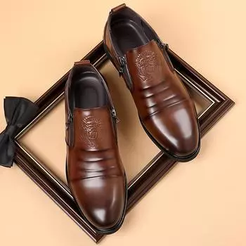 Мужские туфли-лоферы с застежкой-молнией, туфли-лоферы с острым носком, деловая обувь для офиса, повседневные лоферы для вечеринок, пенни-лоферы для мужчин 39 чёрный