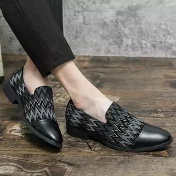 Мужские туфли на каблуке, модные, с острым носком, мужские деловые, повседневные, черные кожаные оксфорды, обувь Zapatos De Hombre 38 чёрный