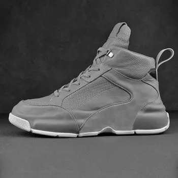 Мужские туфли на массивном каблуке, кроссовки, весна 2024, дышащая мужская обувь с высоким берцем на шнуровке, модная мужская спортивная обувь на нескользящей платформе 39