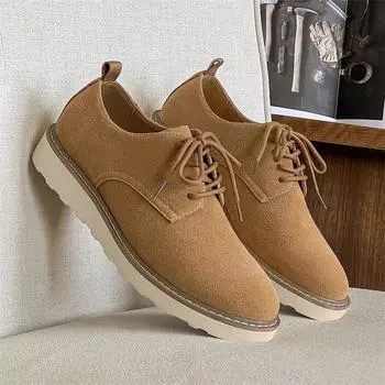 Мужские туфли на шнуровке Кроссовки для скейтбординга из коровьей замши Кожаные мужские кроссовки Комфортные мужские туфли для скейтбординга на шнуровке Zapatillas De Hombre 38 жёлтый