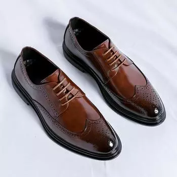 Мужские туфли на шнуровке Модные деловые туфли для мужчин Классические кожаные туфли для мужчин Модные туфли-броги для мужчин Оксфорды 6.5