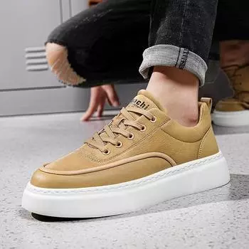 Мужские туфли на шнуровке, на плоской подошве, повседневные, на платформе, кожаные, модные, для активного отдыха, для вождения, тенниса, роскошные, кожаные кроссовки, мужские 39