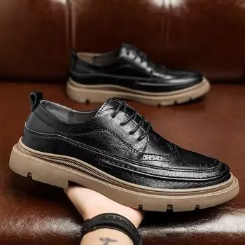 Мужские туфли на шнуровке, повседневные, британский стиль, оксфорды ручной работы, мужские туфли на плоской подошве, удобные, классические, офисные, кожаные туфли для мужчин 6.5