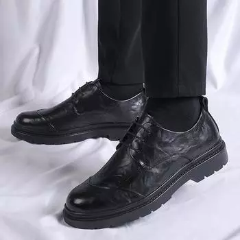 мужские туфли на шнуровке повседневные мужские туфли-броги из лакированной кожи для улицы мужские туфли-оксфорды для лифта формальные свадебные туфли мужские 6.5