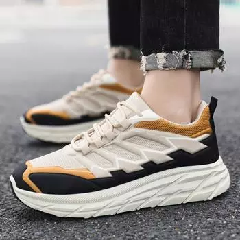 Мужские туфли на толстой подошве, удобные и дышащие, мужские спортивные кроссовки, легкие повседневные туфли в стиле пэчворк 39 чёрный