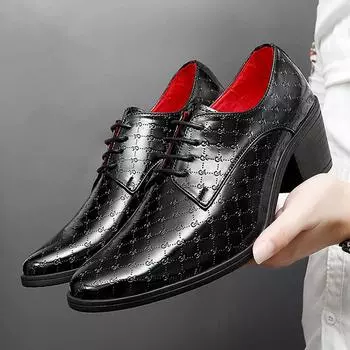 Мужские туфли на высоком каблуке, белые дерби, свадебное платье, танцевальные деловые, формальные, красные, увеличивающие рост, смокинг, блейзеры, обувь больших размеров EU:38 белый