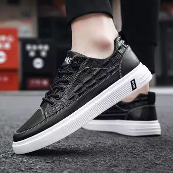 Мужские туфли новые повседневные кожаные туфли спортивные кожаные маленькие белые туфли туфли для скейтбординга износостойкие противоскользящие низкие черные 39