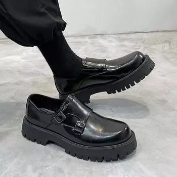 Мужские туфли очень большого размера 45 46, модные повседневные кожаные туфли с одной педалью, черные туфли 2138-T 38 чёрный
