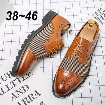 Мужские туфли Oxford Brogue Derby Carved Fashion Business Мужские дизайнерские повседневные кожаные туфли-лоферы для мужчин 38
