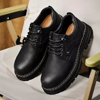 Мужские туфли-оксфорды из натуральной кожи, летние деловые туфли в британском стиле, на толстой подошве, со шнуровкой, из нескользящей бычьей кожи 6.5