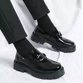 Мужские туфли-оксфорды на шнуровке из кожи, мужские повседневные туфли для улицы, модные официальные туфли для офиса, деловые туфли для мужчин 6.5 чёрный