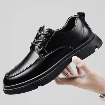 Мужские туфли-оксфорды на шнуровке из натуральной кожи, британские мужские офисные туфли, мужские модные туфли, формальные черные туфли на шнуровке для мужчин 6.5
