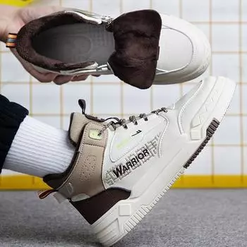 Мужские туфли Pull Back, хлопковые туфли, бархатные высокие туфли, спортивная обувь для сноуборда 39 коричневый