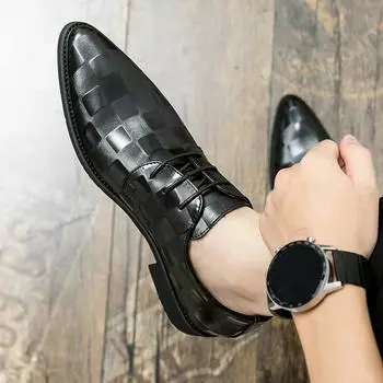 Мужские туфли ручной работы, деловые, офисные, кожаные туфли класса люкс, свадебные туфли, мужские туфли-оксфорды, формальные, джентльменские туфли с острым носком 38 чёрный