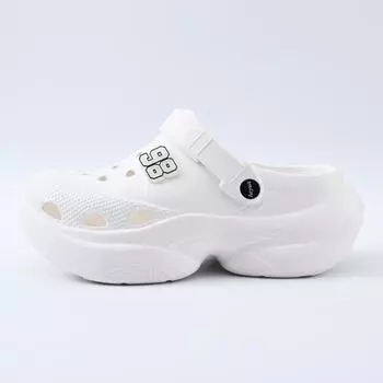 Мужские туфли с дырками, новая летняя обувь, нескользящие, с закрытым носком, на толстой подошве, повседневные спортивные шлепанцы с большой головкой 40-41 белый