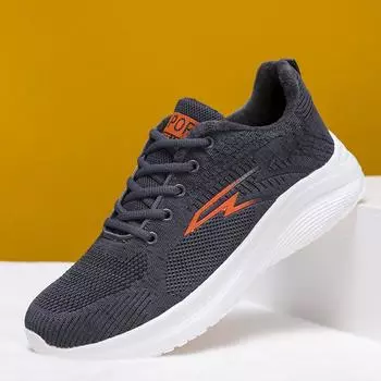 Мужские туфли с круглым носком, летящие, плетеные, со шнуровкой спереди, в спортивном стиле, повседневные туфли, дышащие, на низком каблуке, повседневные мужские спортивные туфли 36 чёрный