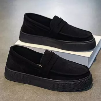 Мужские туфли с одной педалью, лето 2025, новые повседневные кожаные туфли на платформе с нескользящей подошвой, мужские мокасины Doudou для ленивого вождения 39