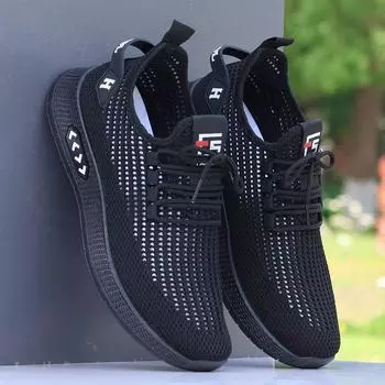 Мужские туфли с одной педалью, спортивная обувь, мягкая подошва, легкая сетчатая дышащая дезодорирующая повседневная обувь, универсальная сетчатая обувь, полые отверстия 38