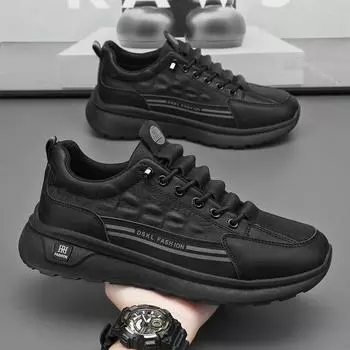 Мужские туфли с одной педалью, зимние, для кухни, работы, повара, страховки, кожаные, водонепроницаемые, мужские, черные, с мягкой подошвой, кроссовки для бега 39 чёрный