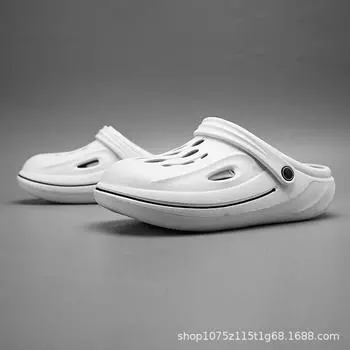 Мужские туфли с отверстиями, новая летняя обувь, нескользящие и дезодорирующие, на толстой подошве, износостойкие, для улицы, пляжные, прохладные шлепанцы 40-41 белый