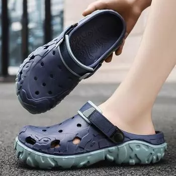 Мужские туфли с отверстиями, пляжная обувь на море, классика, мода, дышащая, легкая, повседневная, мужская обувь из материала eva 40 чёрный