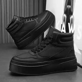 Мужские туфли с высоким берцем на толстой подошве, модели весна-осень 2024 года, маленькие белые туфли, модные повседневные универсальные туфли для доски, мужские кексы 39 белый