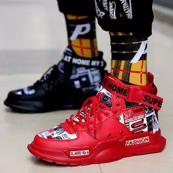 Мужские туфли с высоким верхом, парные туфли, мужские кроссовки цвета мандариновой утки, на платформе, с красной подошвой, осенние трендовые кроссовки Zapatillas 38