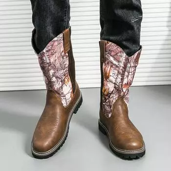 Мужские туфли Slip on High Top 2024 Новое поступление Мотоциклетные ботинки для мужчин Кожаные модные ботинки Desert Мужская обувь 38 чёрный