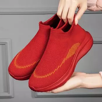 Мужские туфли Slip-On, новые кроссовки для пар, легкая и удобная повседневная обувь из эластичной ткани для ходьбы, дышащие, унисекс, мужские и женские мокасины 35