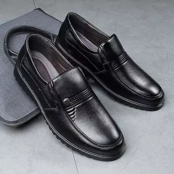 Мужские туфли-слипоны из натуральной кожи с мягкой подошвой — повседневная деловая и официальная одежда для людей среднего и пожилого возраста. 41