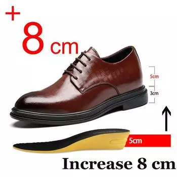 Мужские туфли, увеличивающие рост, дышащие, повседневные, классические, деловые, роскошные, увеличивающие рост, кожаные туфли 8 см, 6 см, мокасины, более высокие, мужские 37