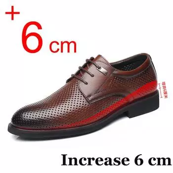 Мужские туфли, увеличивающие рост, мягкие кожаные повседневные деловые кроссовки, летние туфли с полым каблуком высотой 6 см, свадебные туфли на плоской подошве 37