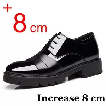Мужские туфли, увеличивающие рост, толстая подошва 5 см, повседневные, деловые, роскошные, увеличивающие рост, кожаные туфли, каблук 8 см, мокасины, более высокие мужские 37