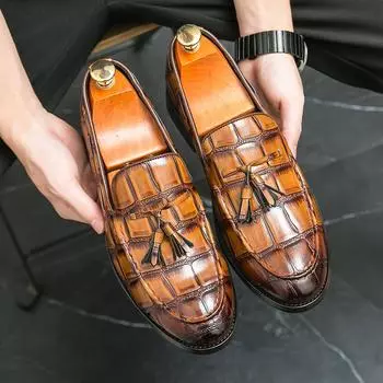 Мужские туфли в британском стиле, кожаные свадебные туфли Paty, мужские туфли на плоской подошве, кожаные оксфорды, официальная обувь Hombre 38 хаки