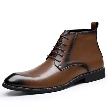 Мужские туфли в винтажном стиле, удобные мужские кожаные повседневные ботинки, деловые туфли, высокие мужские ботильоны на шнуровке, базовые ботинки 38