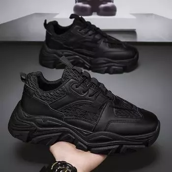 Мужские туфли весна сетка дышащая модный бренд универсальная спортивная повседневная обувь мужская толстая подошва внутренняя высота увеличение папа модная обувь мужская 39