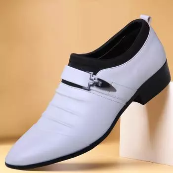 Мужские туфли высокого качества Slip-on, белые деловые туфли с острым носком для мужчин, плоские туфли X1016 35 7 чёрный