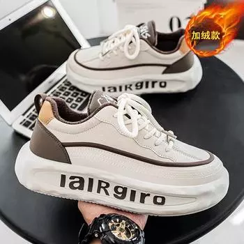 Мужские туфли зимние бархатные два хлопковые туфли модный бренд универсальные повседневные туфли для серфинга мужские кожаные водонепроницаемые спортивные туфли для папы на платформе 39