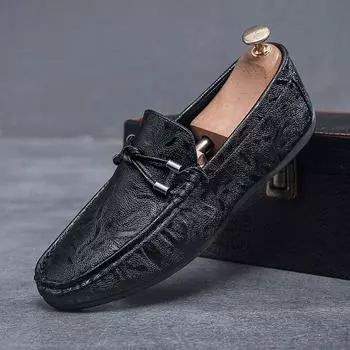 Мужские туфли Zulishi Loafer, весенние, дышащие, черные, повседневные, кожаные туфли, мягкая подошва, универсальные, с одной педалью, туфли Doudou, обувь для вождения 39