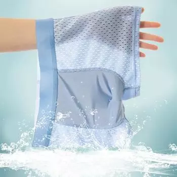 Мужские удобные и дышащие трусы-боксеры, нижнее белье из шелка Ice Silk, летнее однотонное сетчатое бесследное нижнее белье 4XL синий
