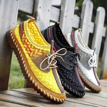 Мужские удобные повседневные кожаные туфли ручной работы на плоской подошве, легкий дизайн, идеально подходят для прогулок, работы, путешествий, на все сезоны US 5(EUR 38) белый