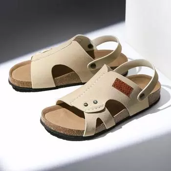 Мужские удобные повседневные сандалии для спальни, летние шлепанцы на плоской подошве, пробковые тапочки для мужчин, домашние шлепанцы с поддержкой свода стопы, zapatos 39