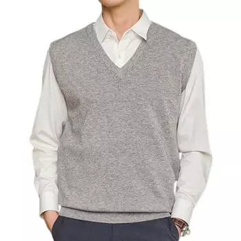 Мужские удобные теплые жилеты без рукавов больших размеров, зимний утолщенный теплый вязаный жилет с V-образным вырезом 3XL