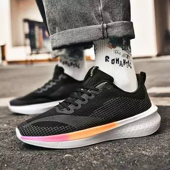 Мужские удобные ультрамягкие и дышащие кроссовки на шнуровке 36 белый/чёрный