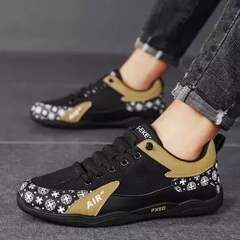 Мужские удобные ультрамягкие и дышащие кроссовки на шнуровке 39 чёрный/оранжевый