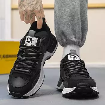 Мужские удобные ультрамягкие и дышащие кроссовки на шнуровке 39 чёрный